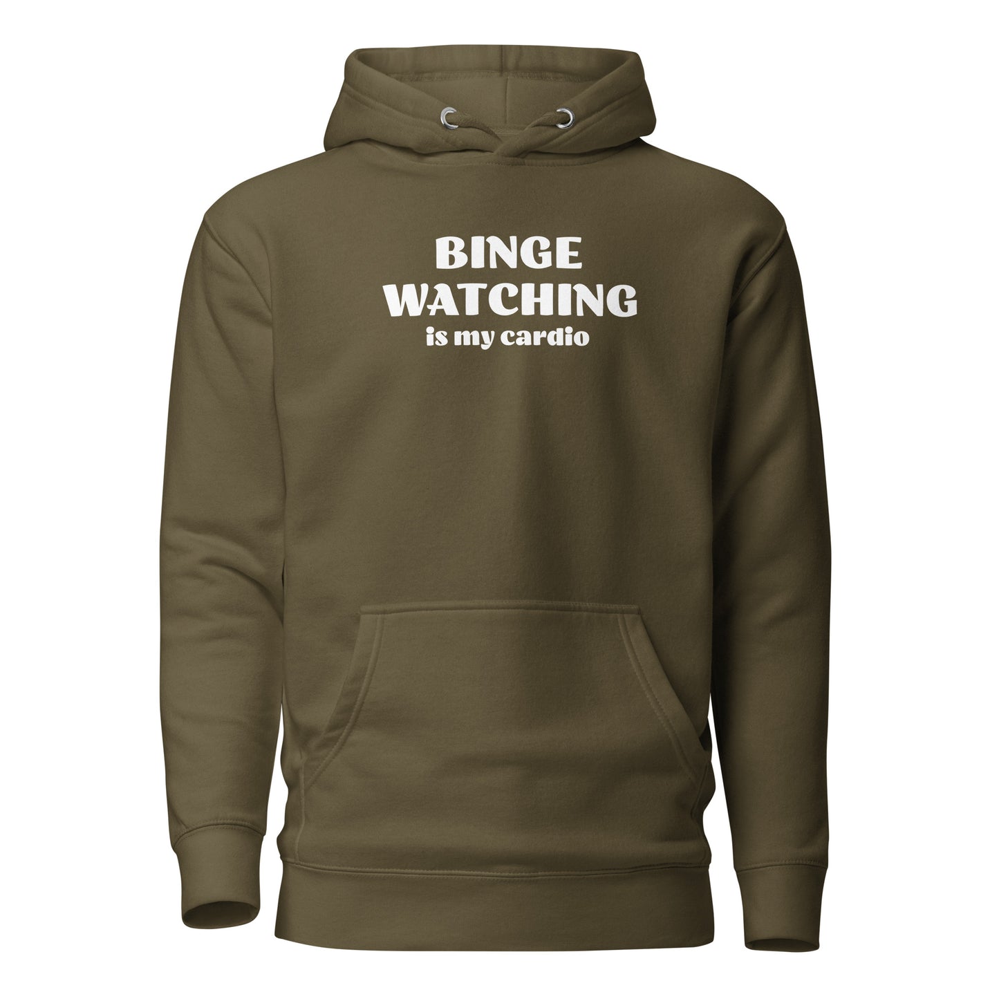 Binge Watching is my Cardio Men's Funny Hoodie Military Green