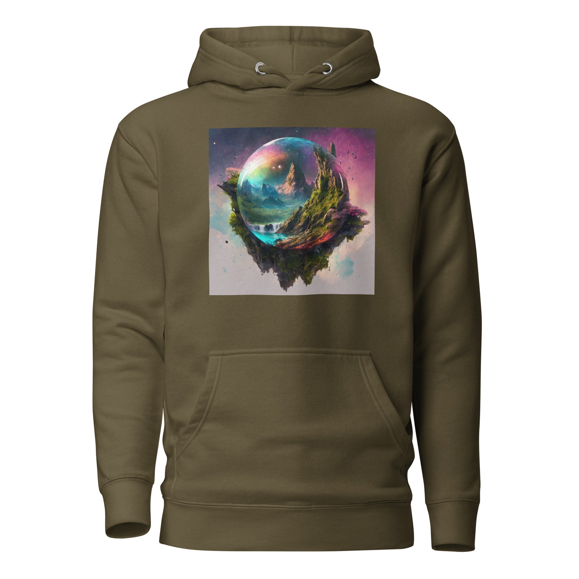 Bubble in Space Men's Sci-Fi Hoodie Military Green