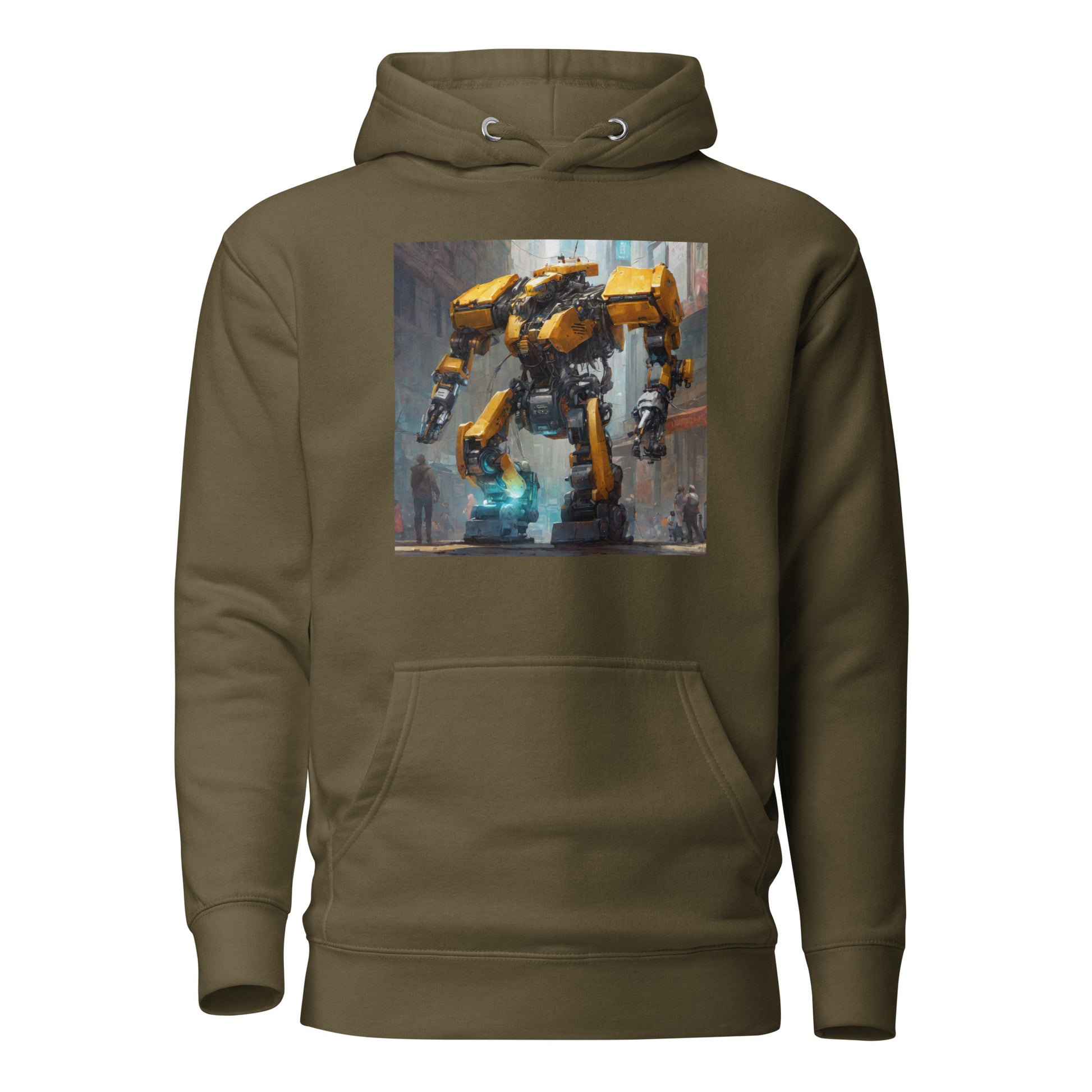 Yellow Mechanical Marvel Men's Hoodie Military Green