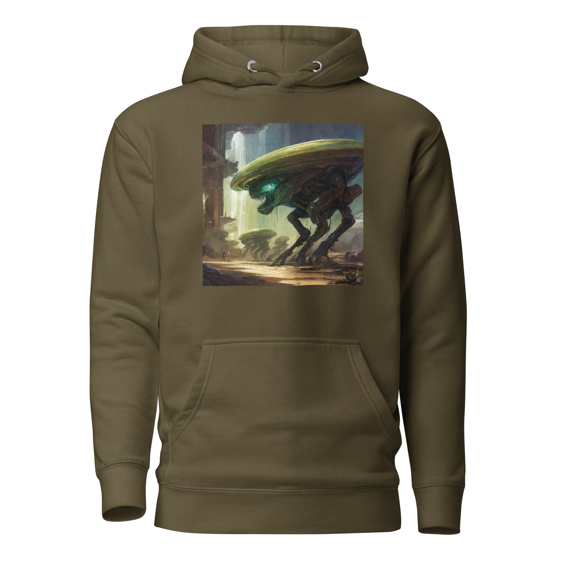 Interstellar Aggression Men's Sci-Fi Hoodie Military Green