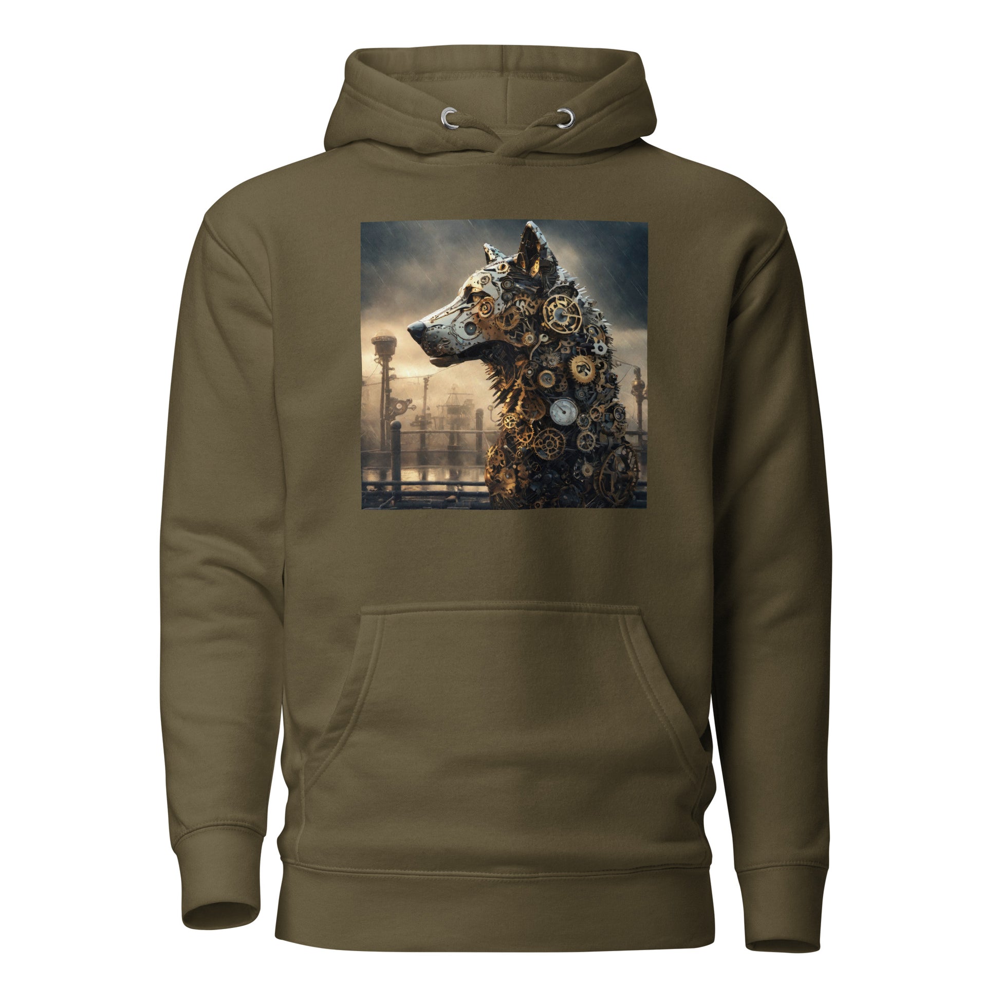 Clockwork Canine Men's Steampunk Hoodie Military Green