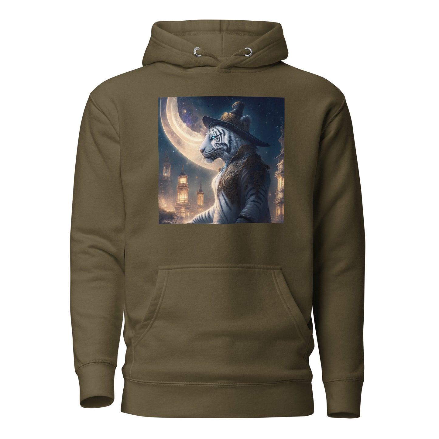 Twilight Tiger Men's Graphic Men's Hoodie Military Green