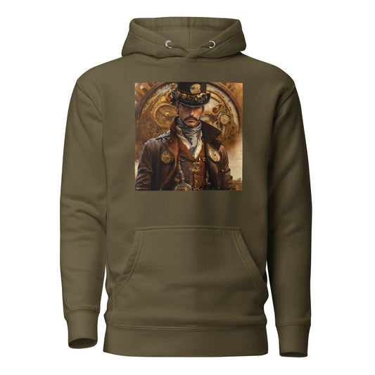 Brass and Copper Cowboy Men's Steampunk Hoodie Military Green