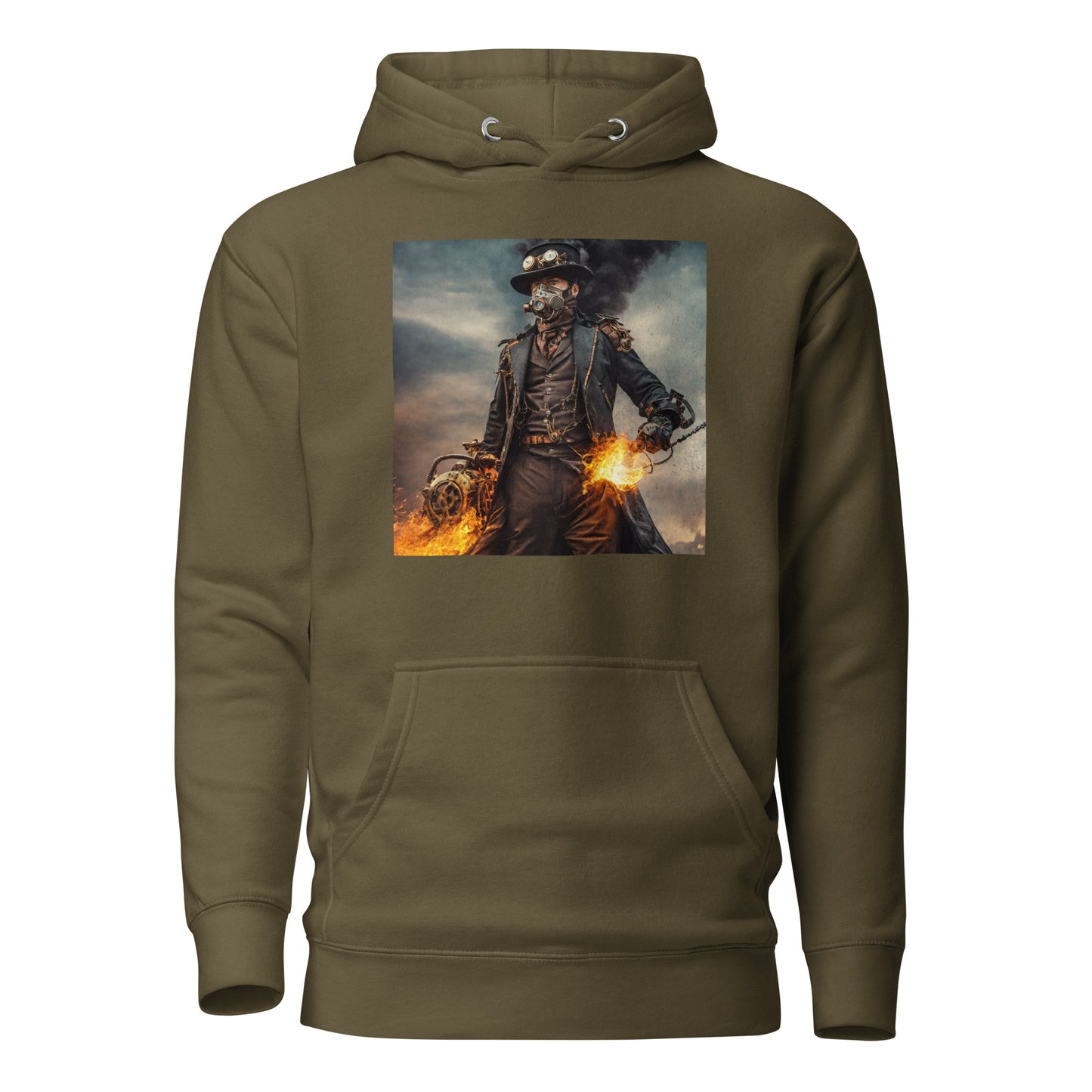 Dapper Pyro Men's Steampunk Hoodie Military Green