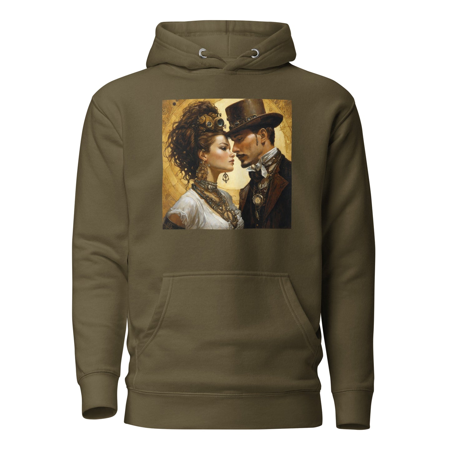 Steampunk Love Men's Hoodie Military Green