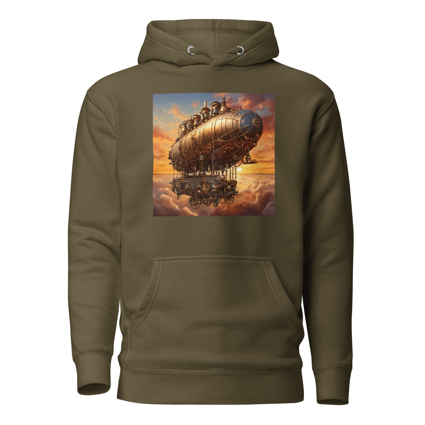 Amazing Airship Men's Steampunk Hoodie Military Green