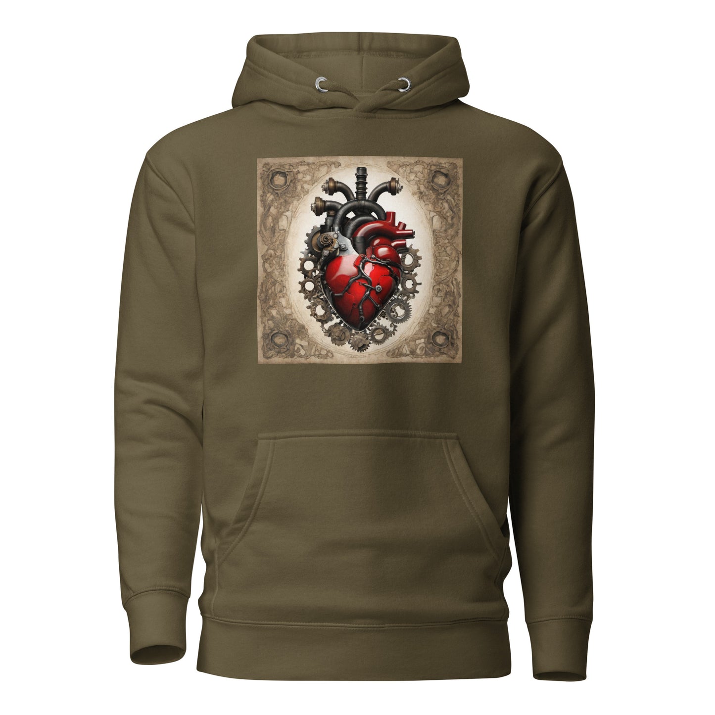 Gears Make My Blood Pump Men's Steampunk Hoodie Military Green