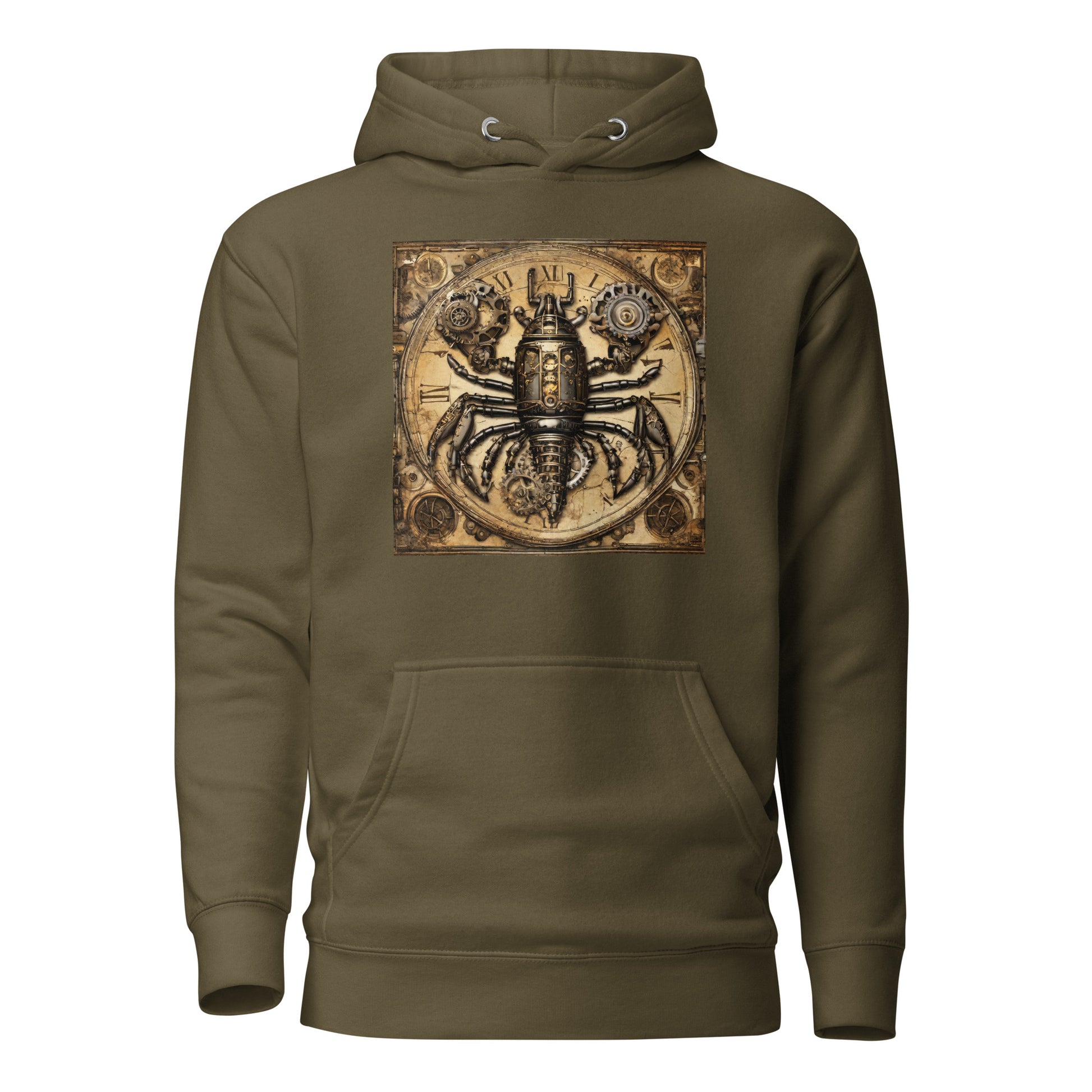 Mechanical Lobster Men's Steampunk Hoodie Military Green