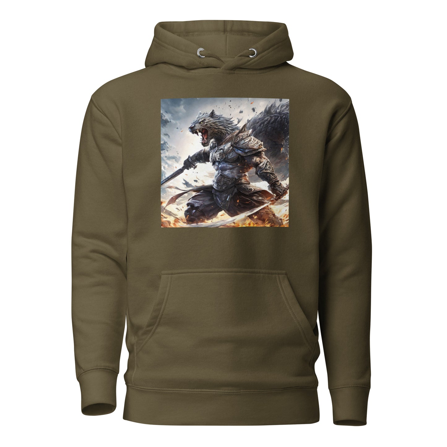 Raging Savage Men's Anime Hoodie Military Green