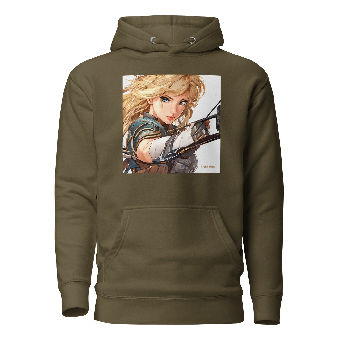 Fierce Shieldmaiden Men's Anime Hoodie Military Green