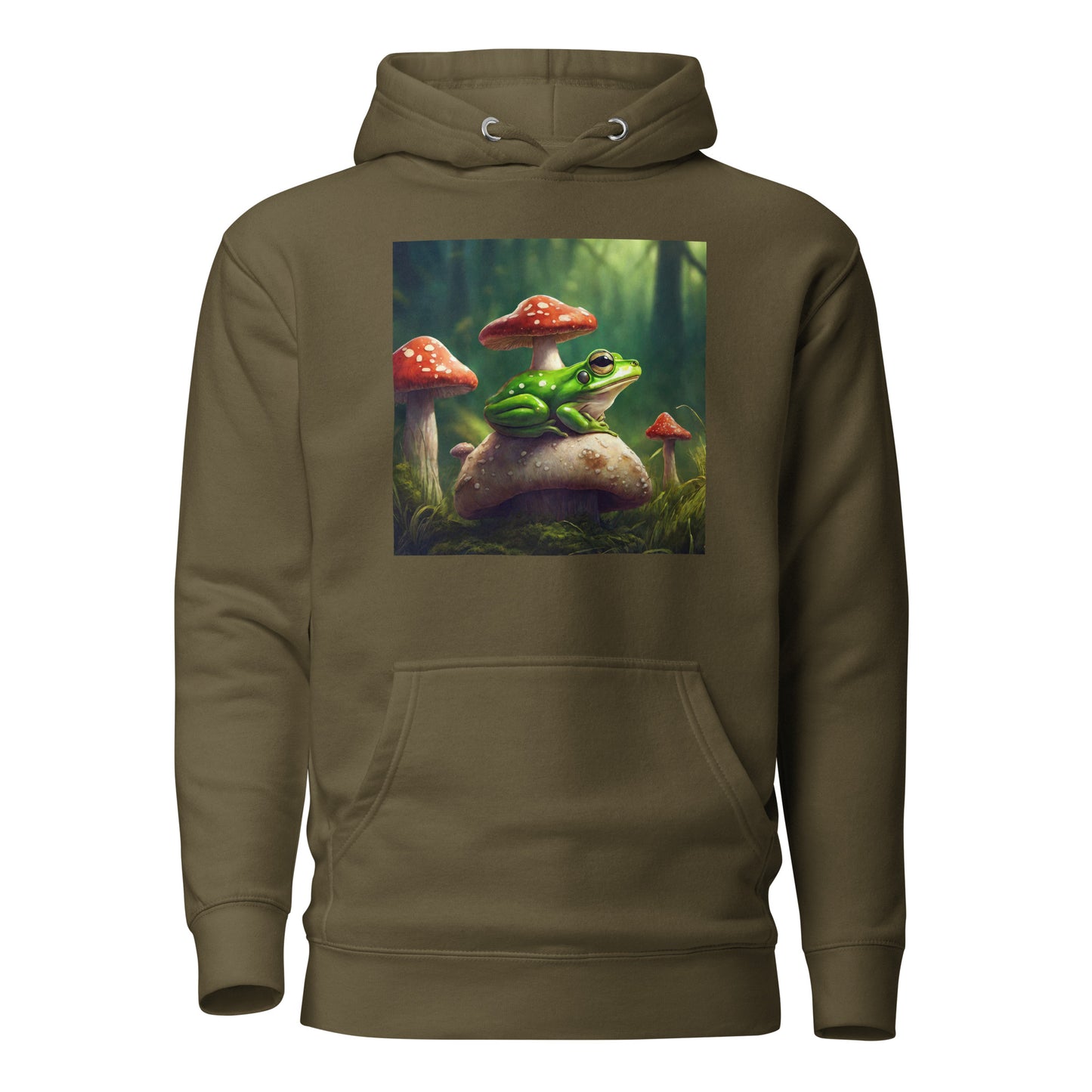 Frog & Shrooms Men's Animal Hoodie Military Green