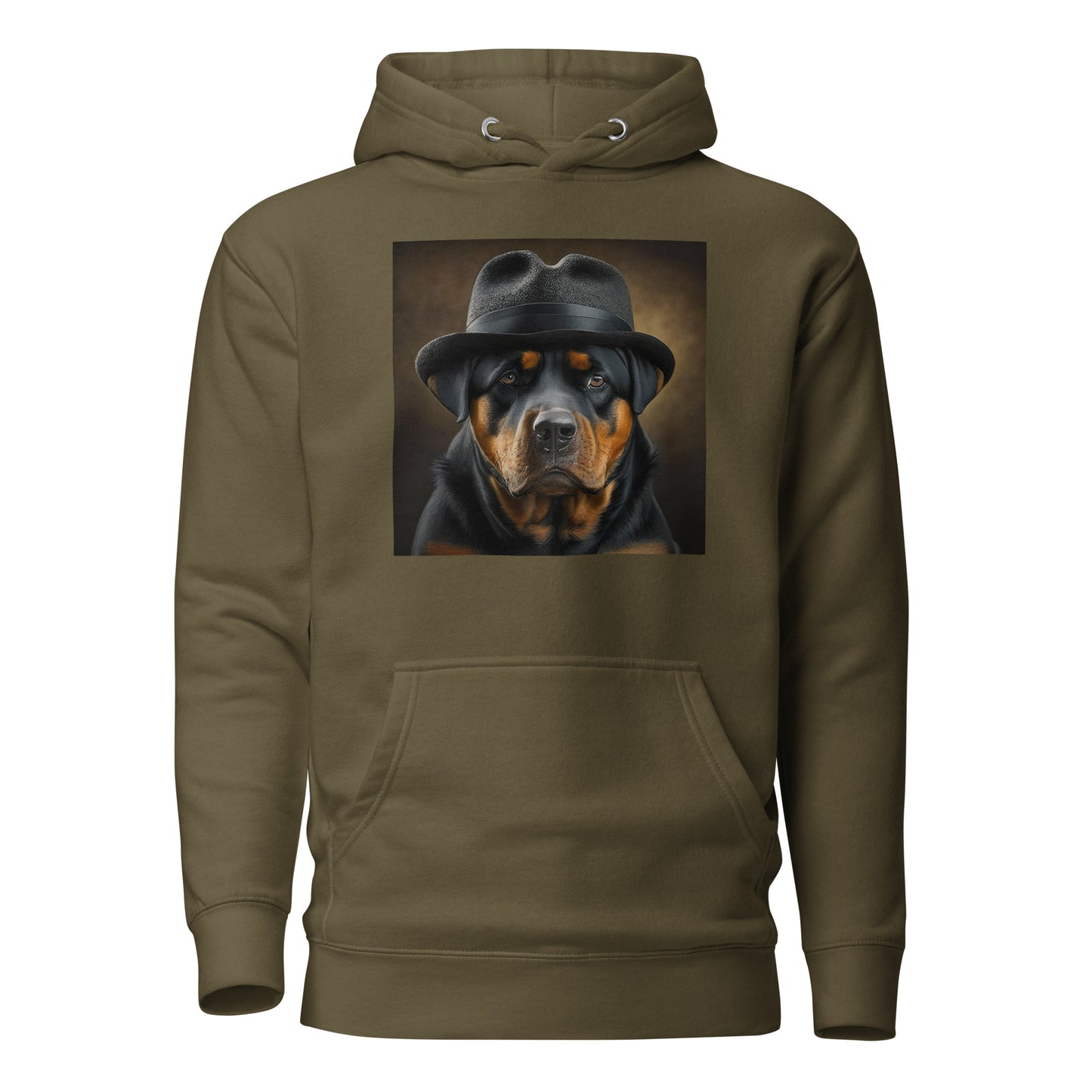 Rotty Boss Dog Men's Graphic Hoodie Military Green