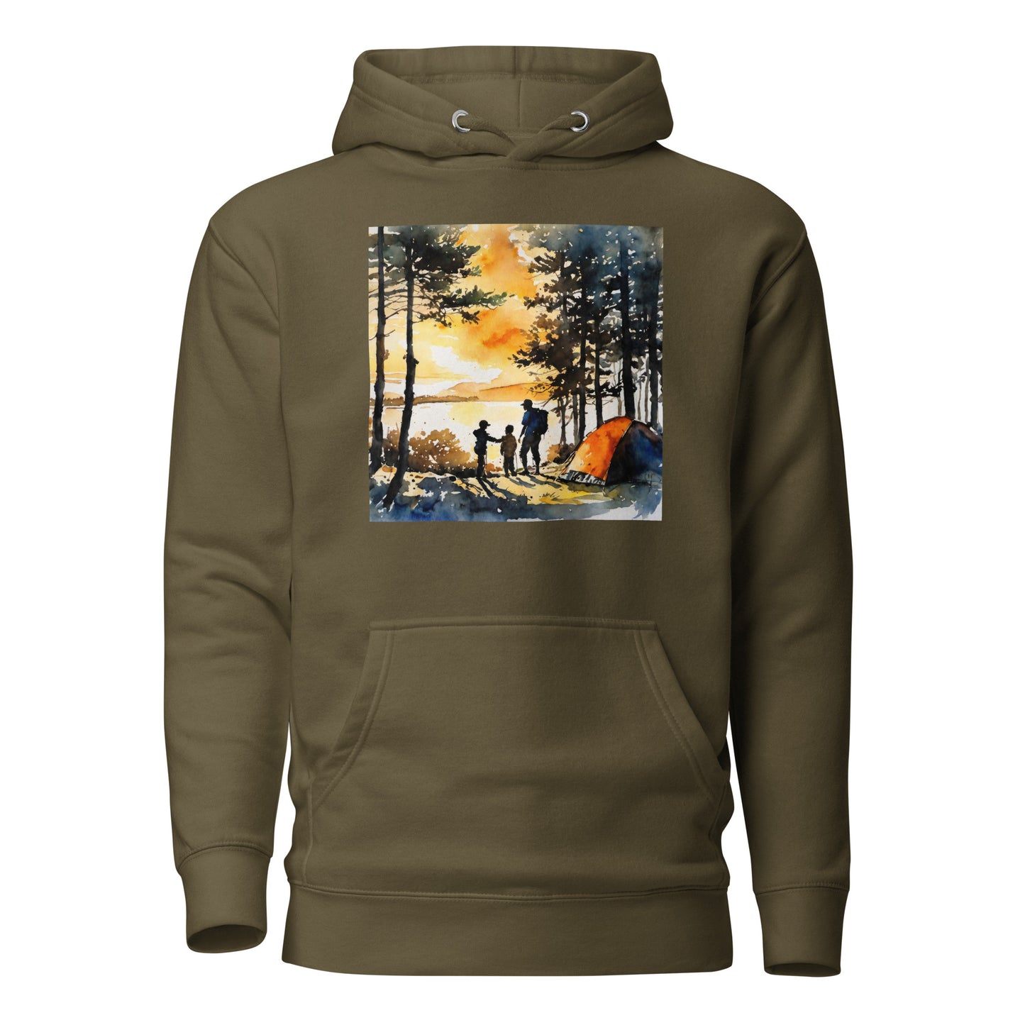 Nostalgic Camping with Dad Hoodie Military Green