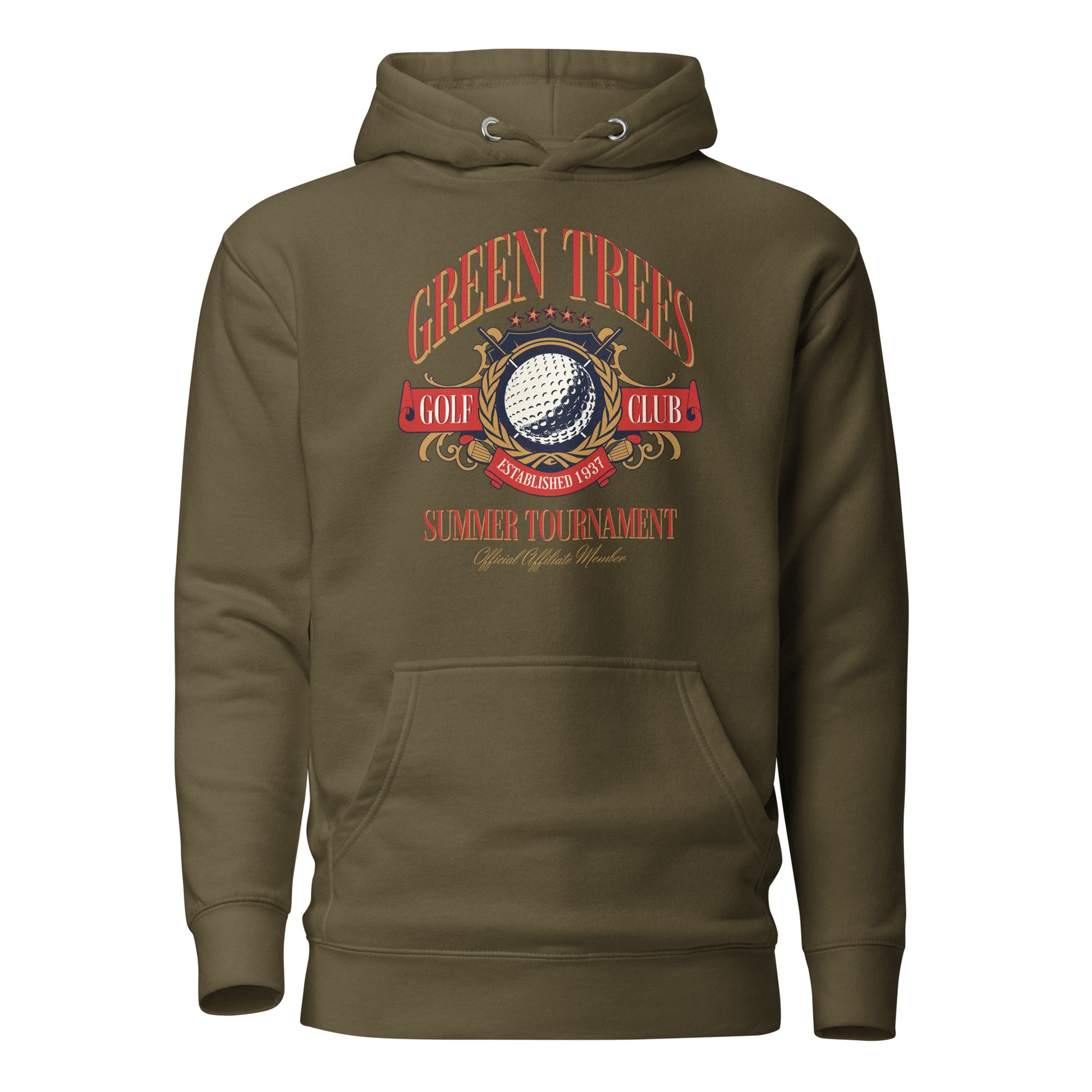 Green Trees Golf Club Hoodie for Dad Military Green