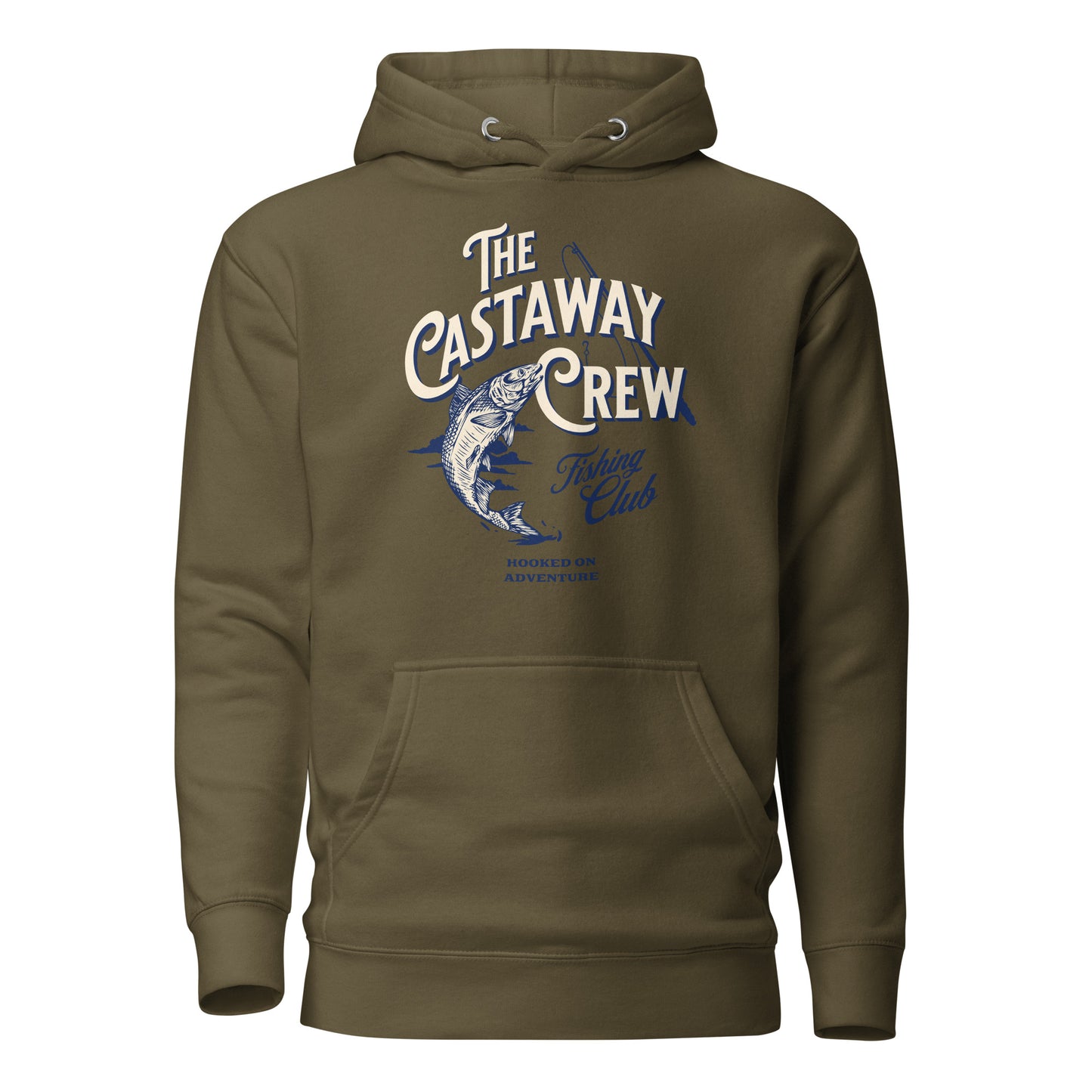 The Castaway Crew Fishing Club Hoodie for Dad Military Green