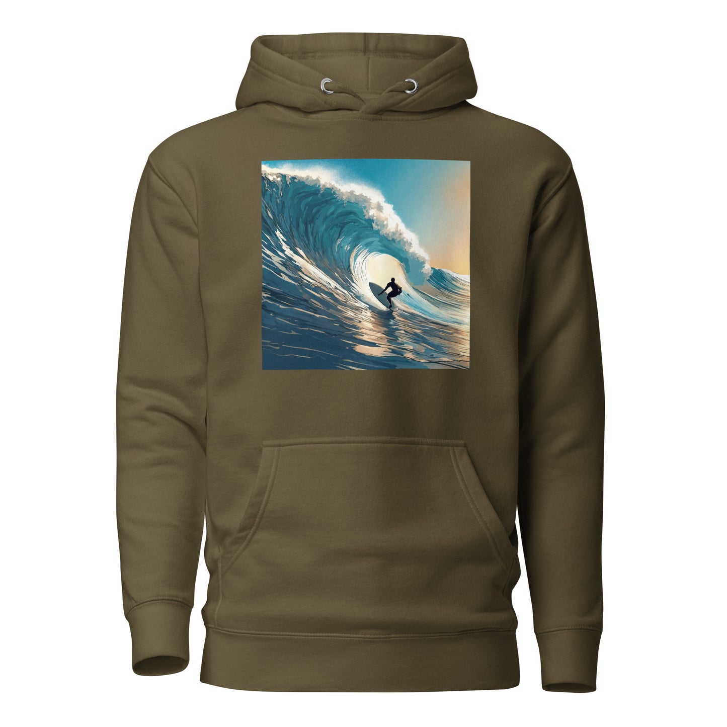 Catching Waves Surfing Men's Hoodie Military Green