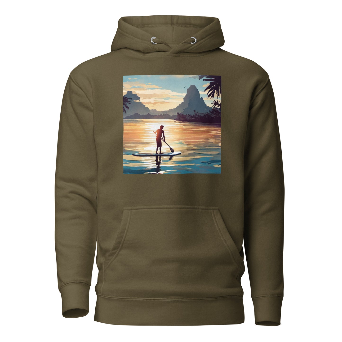 Paddleboarding Paradise Men's Hoodie Military Green