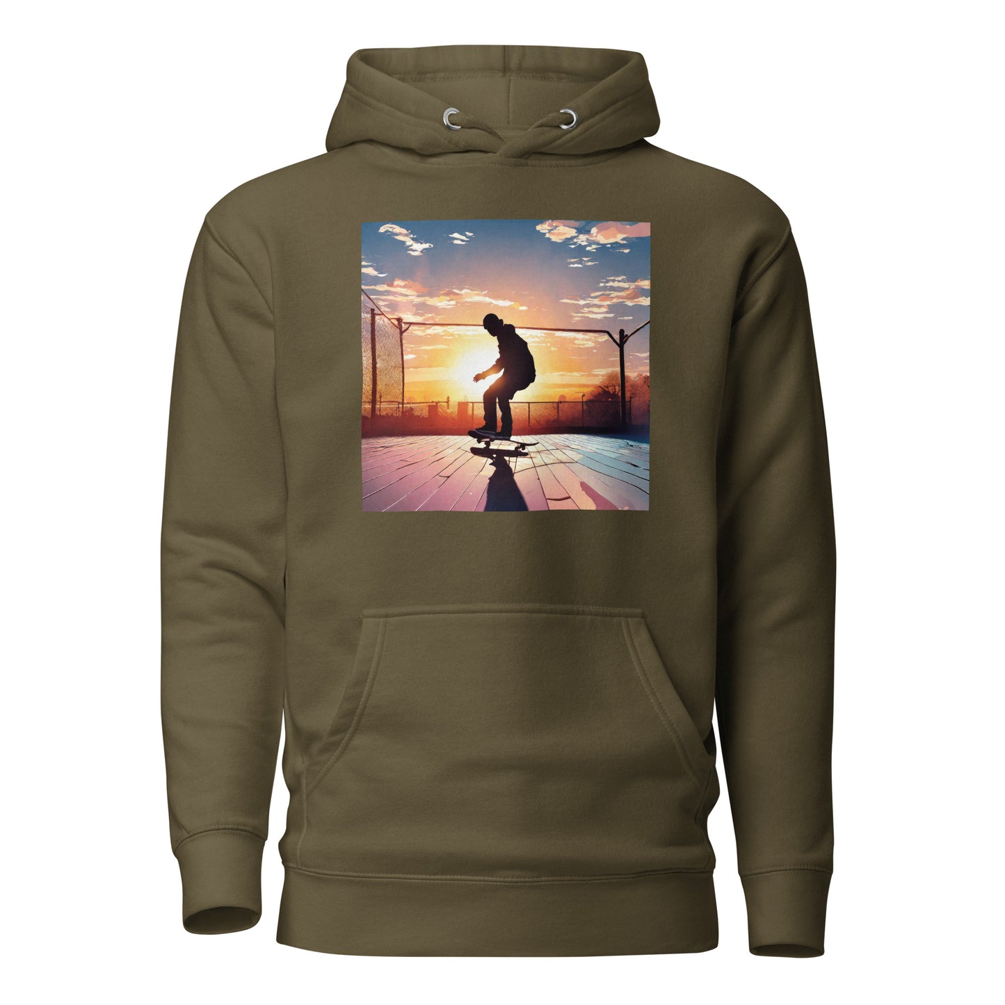 Skateboarding in the Sunset Men's Hoodie Military Green