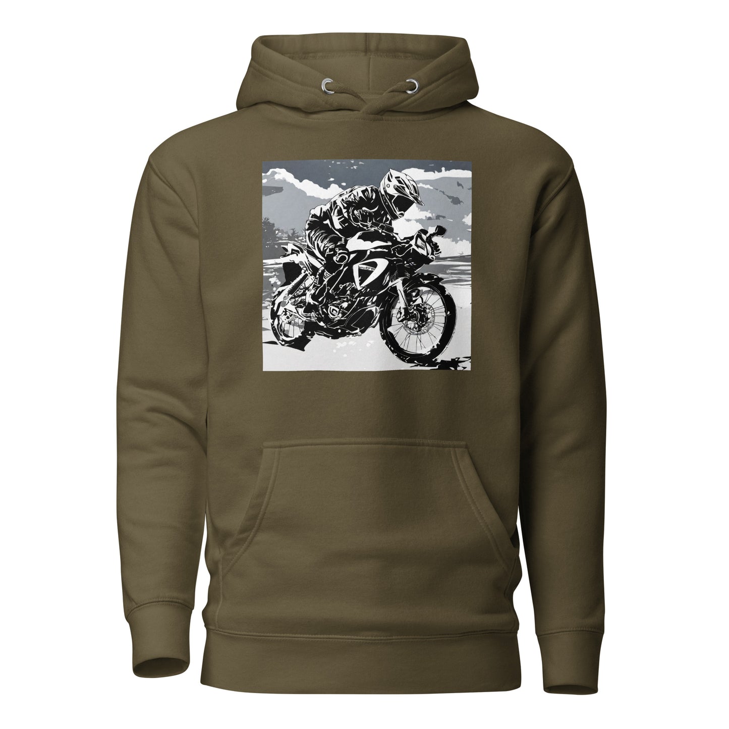 Dirt Bike Racer Men's Hoodie Military Green