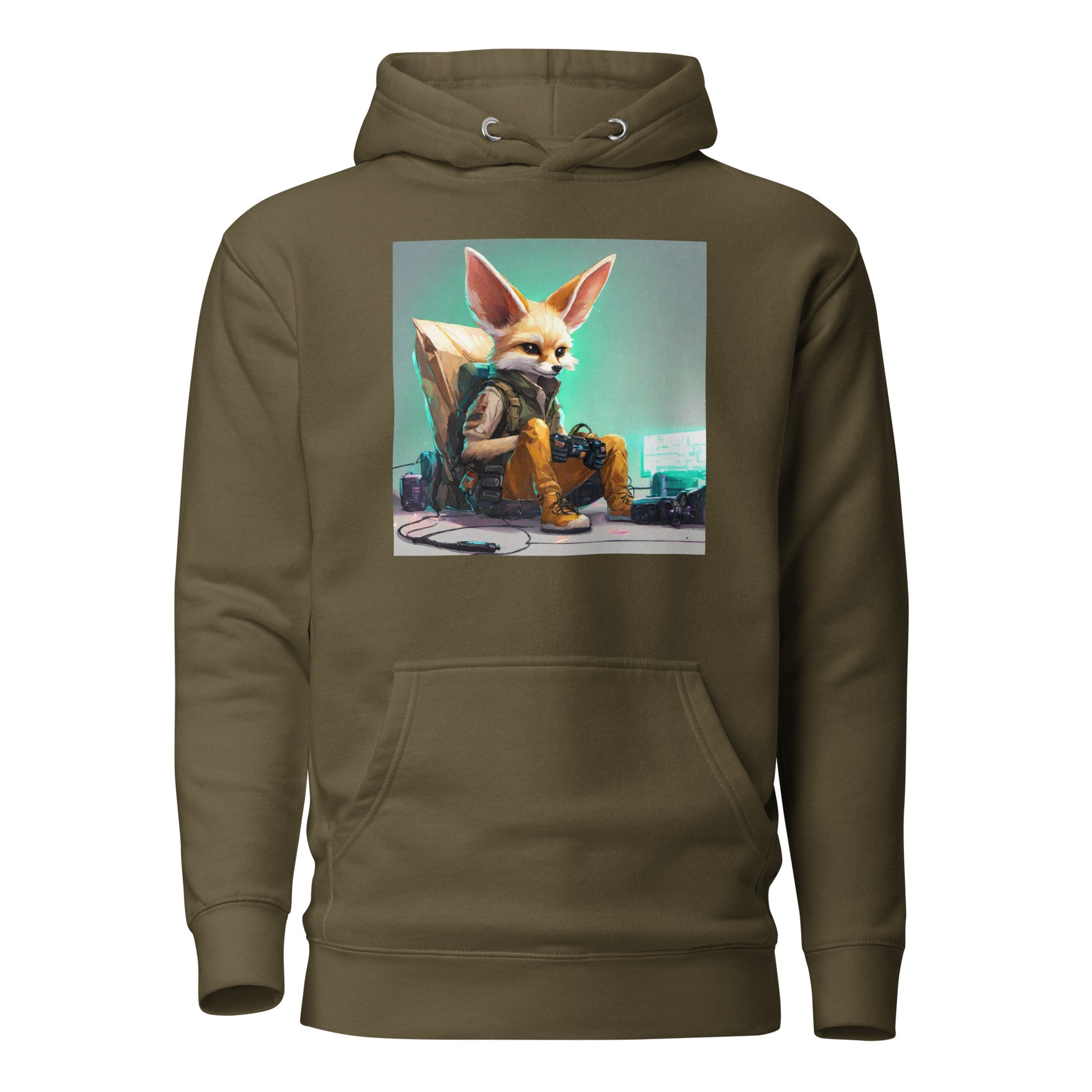 Fennec Fox Men's Gamer Hoodie Military Green