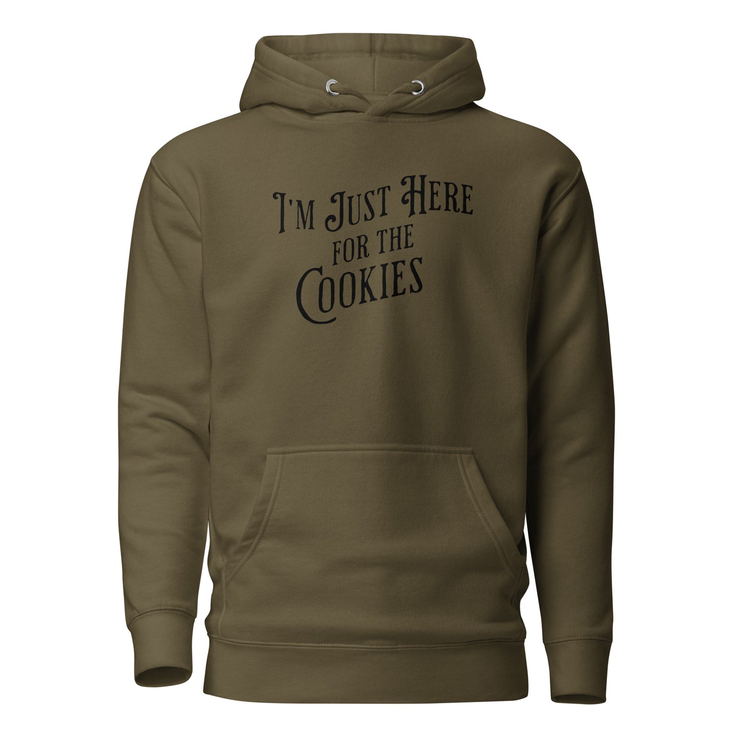 I'm Just Here for the Cookies Men's Christmas Hoodie Military Green