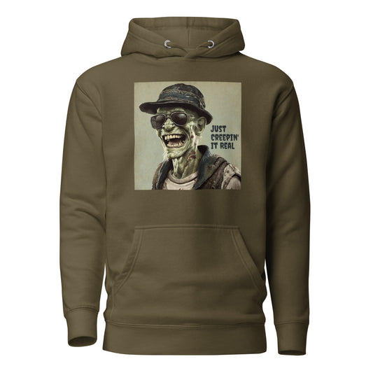 Just Creepin' It Real Men's Zombie Hoodie for Halloween Military Green