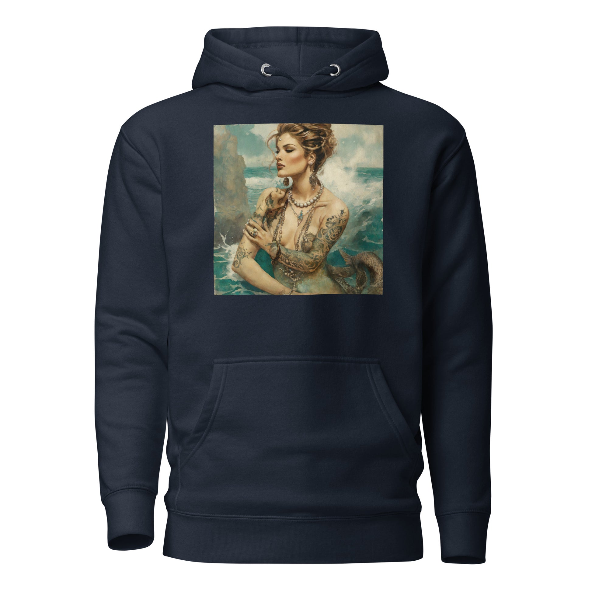 Mermaid with Tattoos Men's Hoodie Navy Blazer