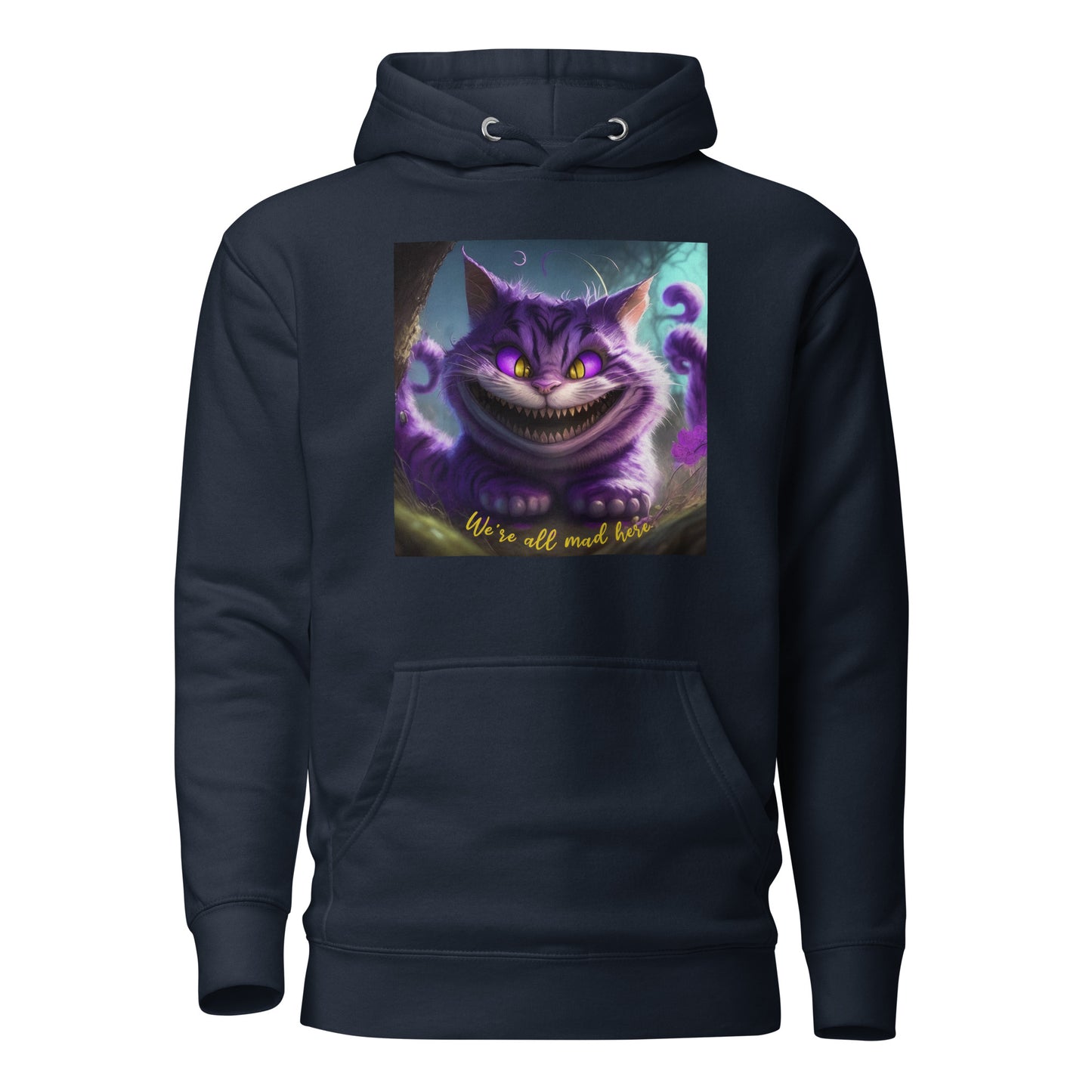 We're All Mad Here Cheshire Cat Men's Hoodie Navy Blazer