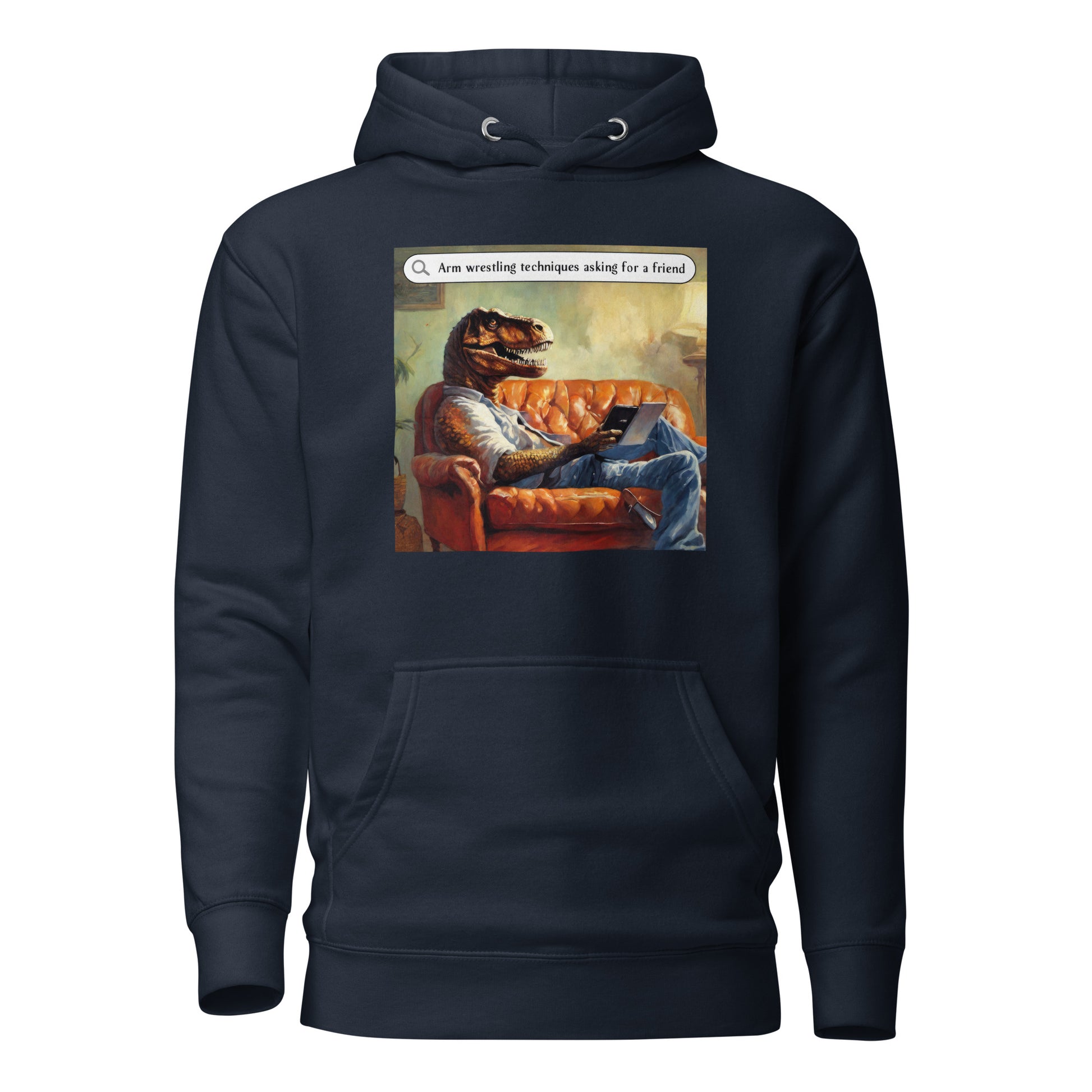 T-Rex Arm Wrestling Technique Men's Funny Hoodie Navy Blazer