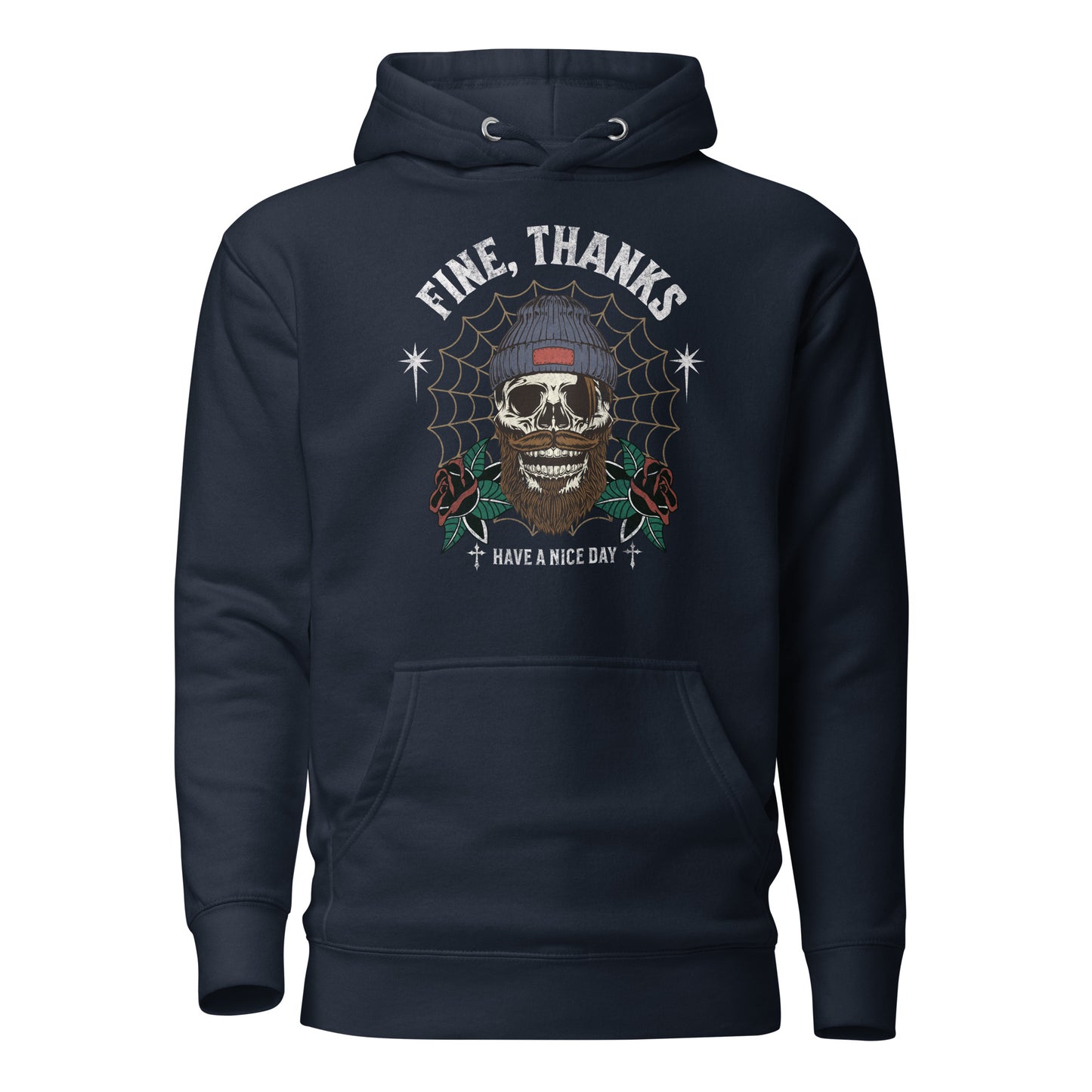 Fine Thanks Skull Men's Funny Hoodie Navy Blazer