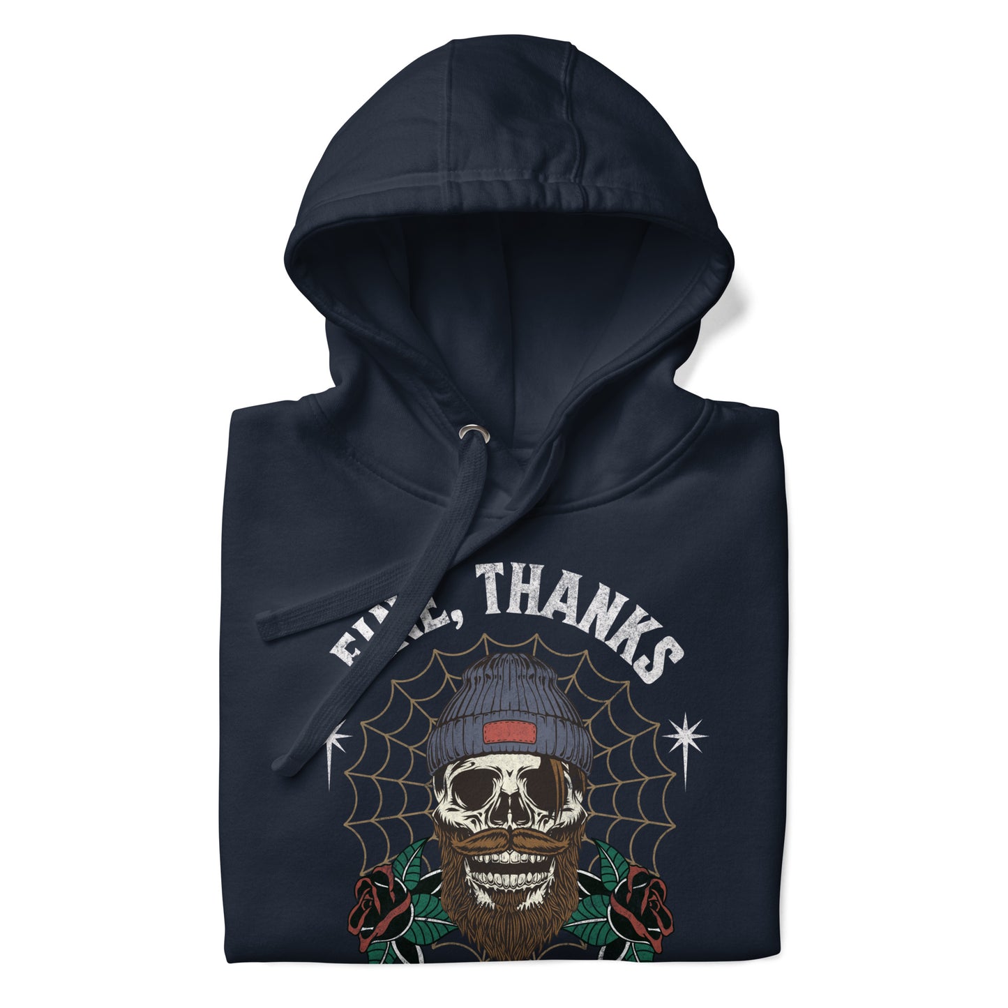 Fine Thanks Skull Men's Funny Hoodie