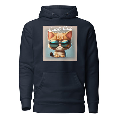 Cool Cat Men's Funny Hoodie Navy Blazer