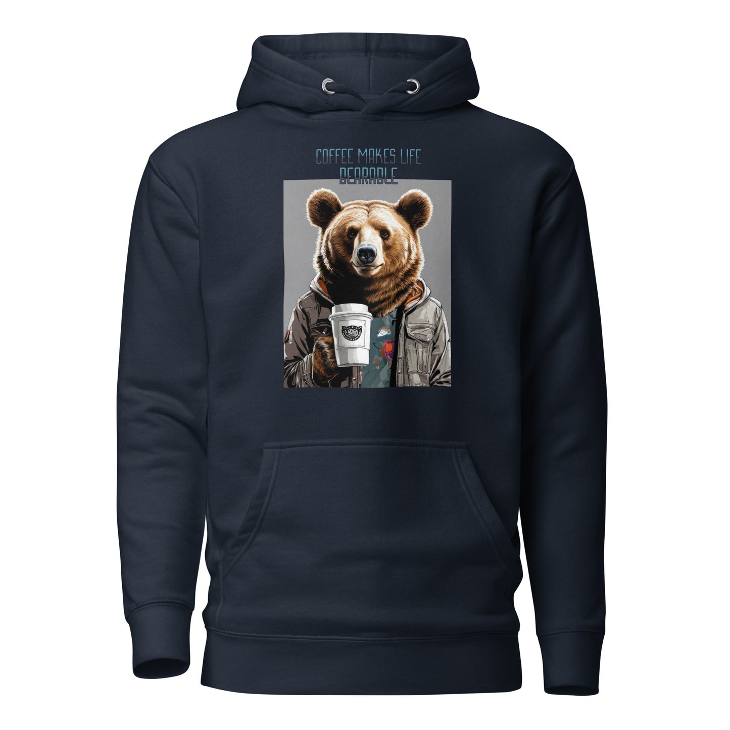 Coffee Makes Life Bearable Men's Funny Hoodie Navy Blazer