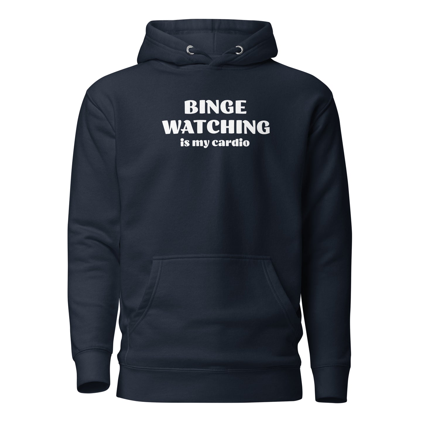 Binge Watching is my Cardio Men's Funny Hoodie Navy Blazer