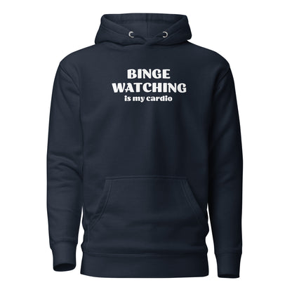 Binge Watching is my Cardio Men's Funny Hoodie Navy Blazer