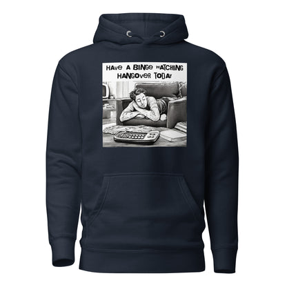 Binge Watching Hangover Men's Funny Hoodie Navy Blazer