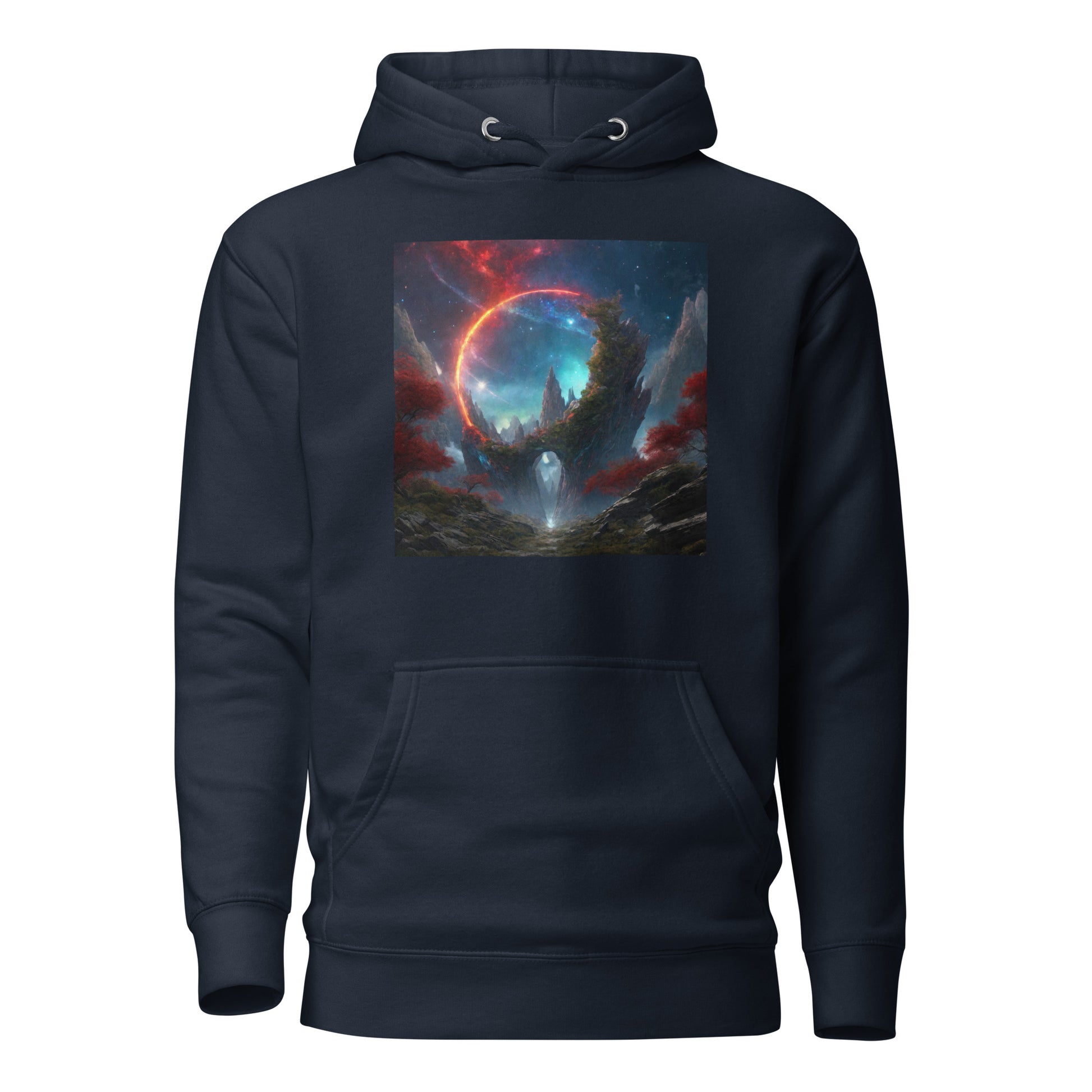 Ring of Fire Futuristic Landscape Men's Graphic Hoodie Navy Blazer