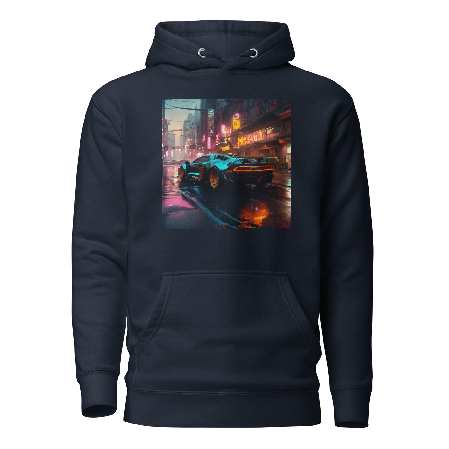 Cyberpunk Car Men's Futuristic Hoodie Navy Blazer