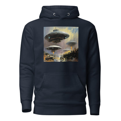 Alien Invasion Men's Graphic Pullover Sweatshirt Hoodie Navy Blazer