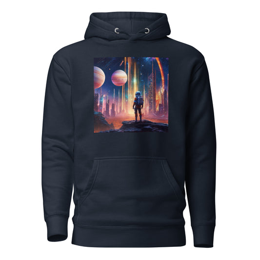 Space Explorer Dreamscape Men’s Hoodie Navy Blazer