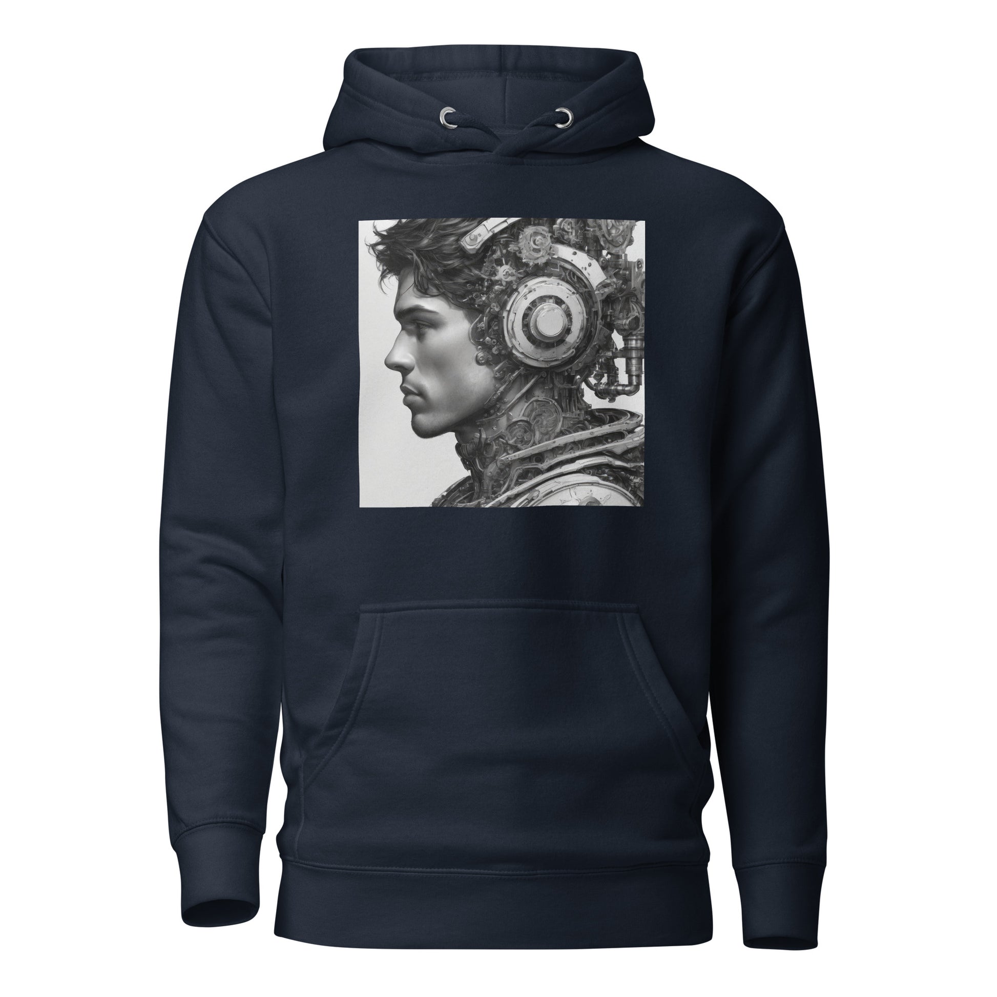 Bio-Mechanical Man Men's Sci-Fi Hoodie Navy Blazer