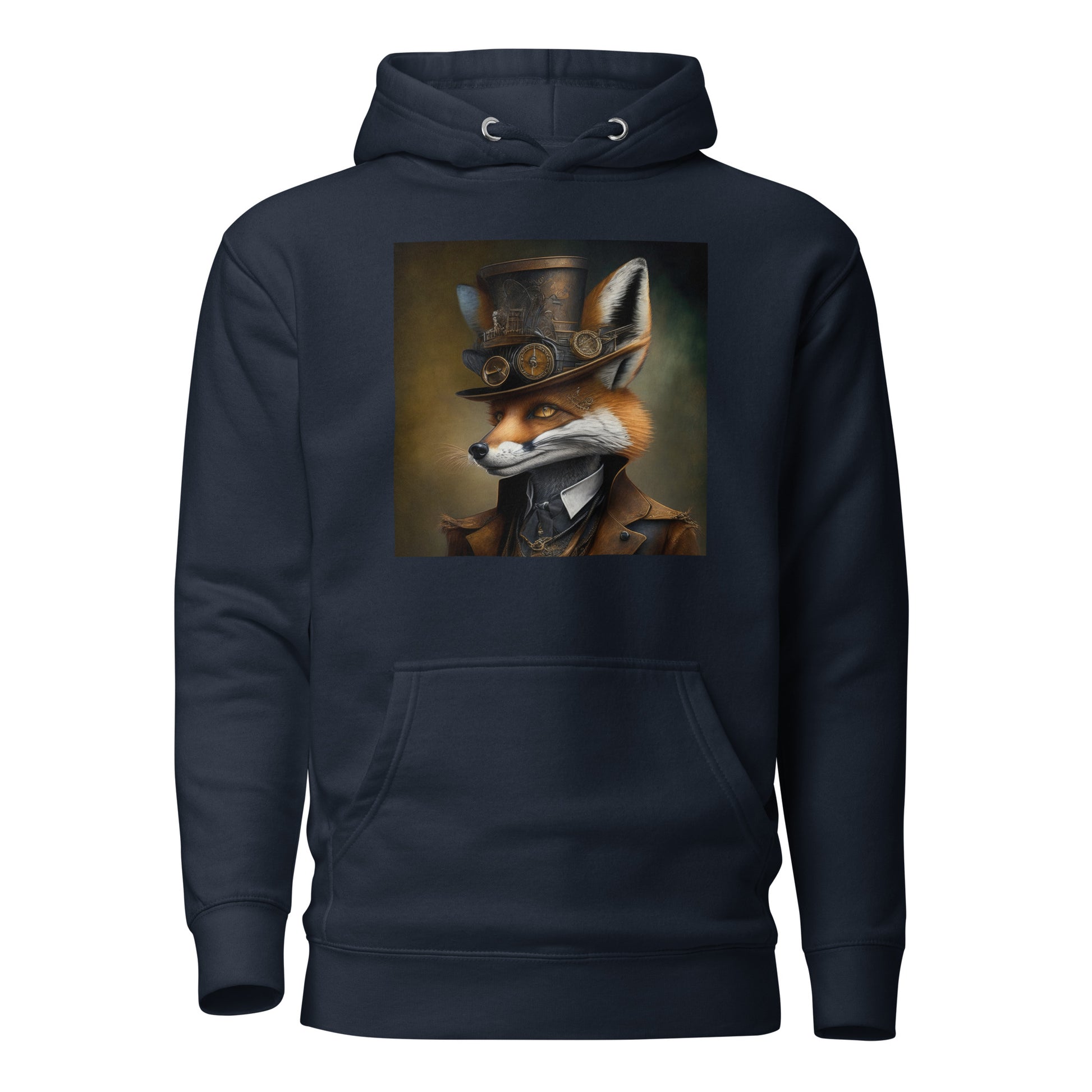 Gears & Genius Steampunk Fox Men's Hoodie Navy Blazer