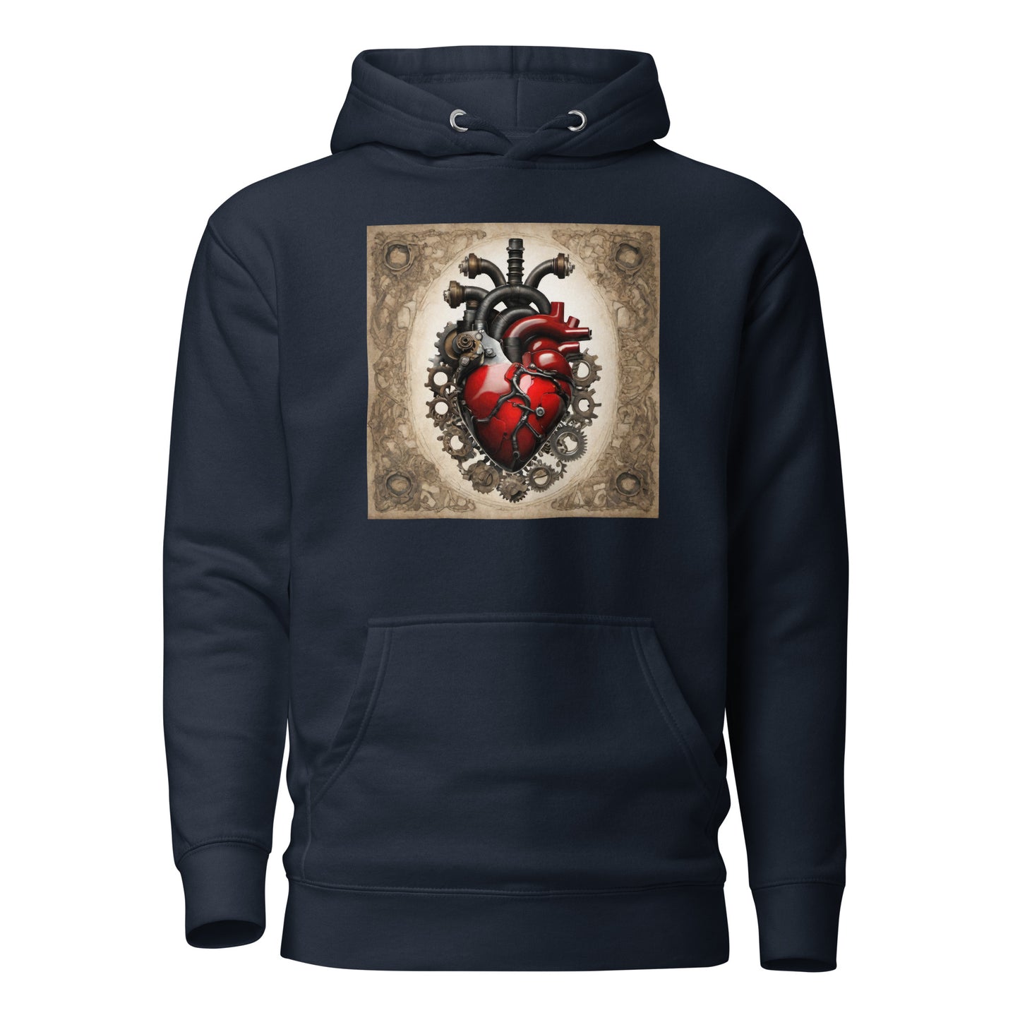 Gears Make My Blood Pump Men's Steampunk Hoodie Navy Blazer