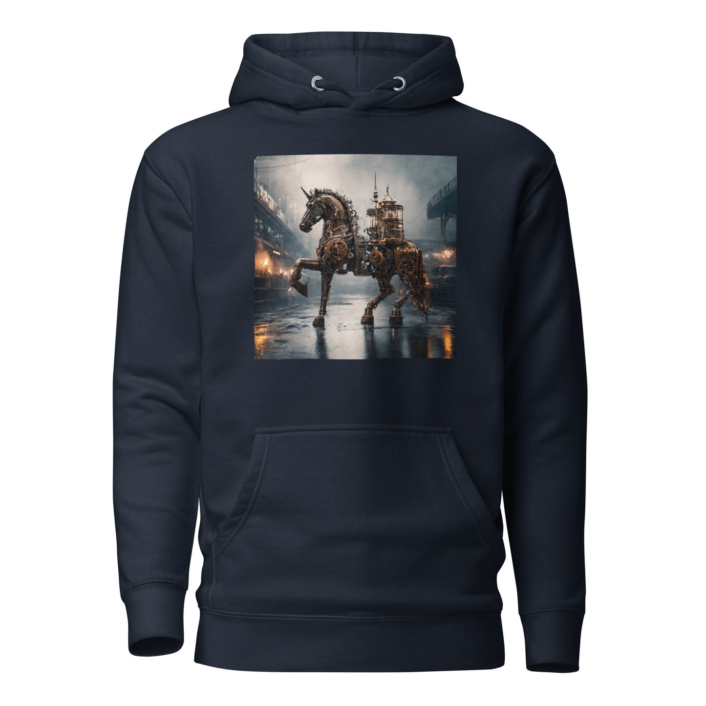 Steampunked Horse Men's Hoodie Navy Blazer