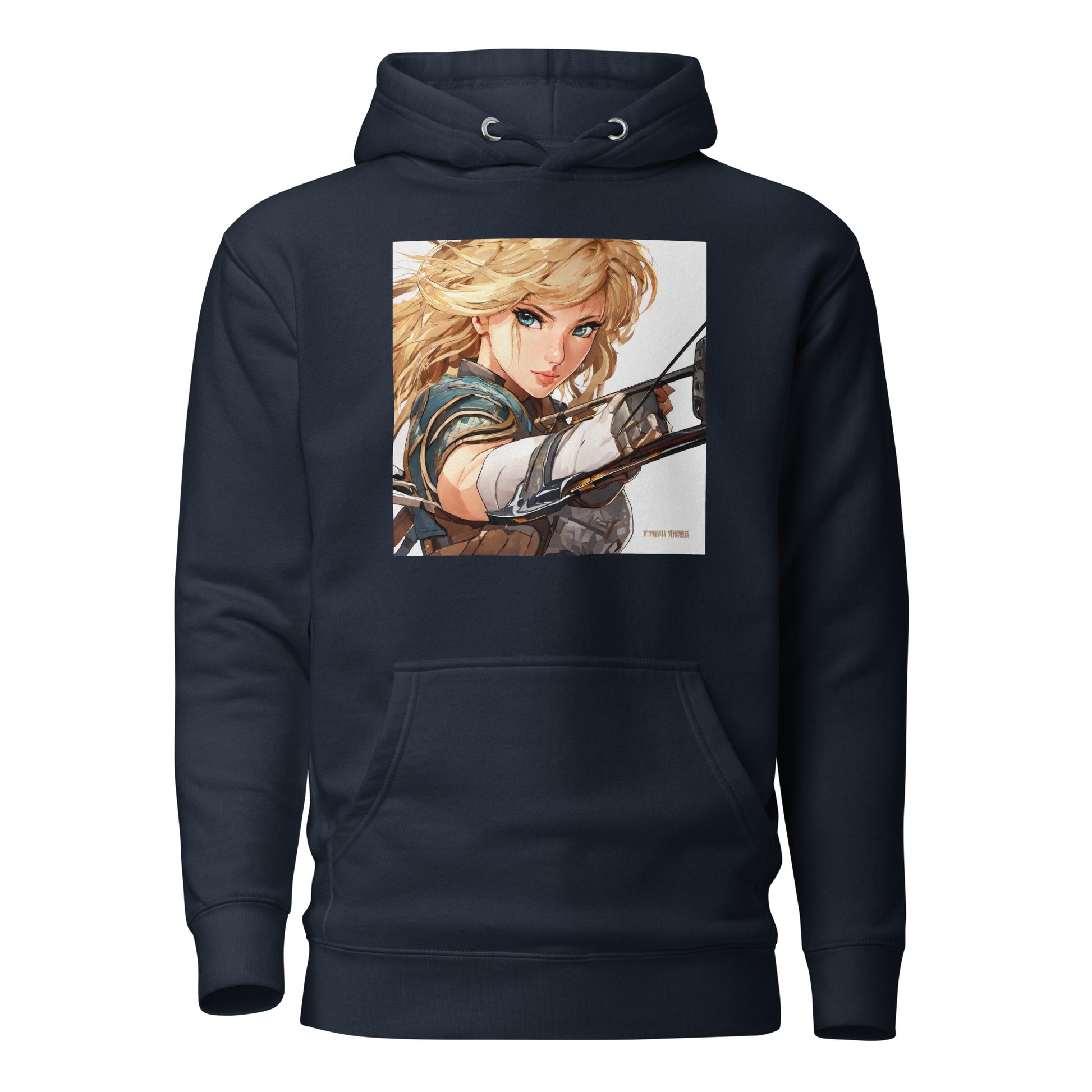 Fierce Shieldmaiden Men's Anime Hoodie Navy Blazer