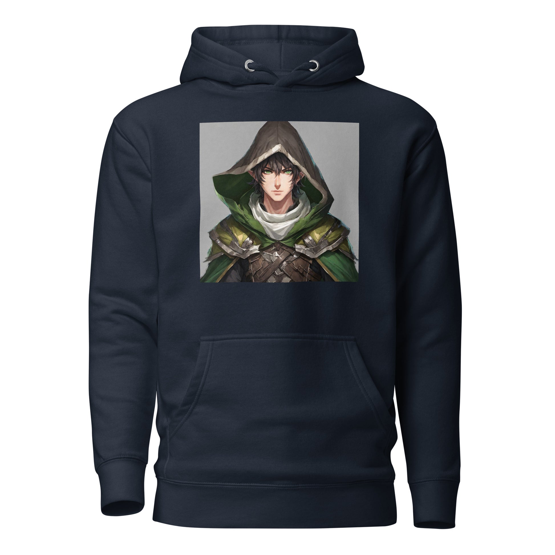 Elven Guardian Men's Anime Hoodie Navy Blazer