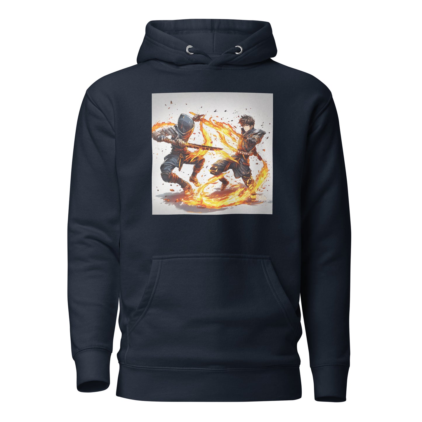 Fire-Dancing Duel Men's Anime Hoodie Navy Blazer