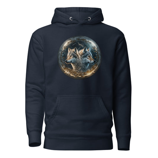 Twin Spirit Wolves Men's Graphic Men's Hoodie Navy Blazer