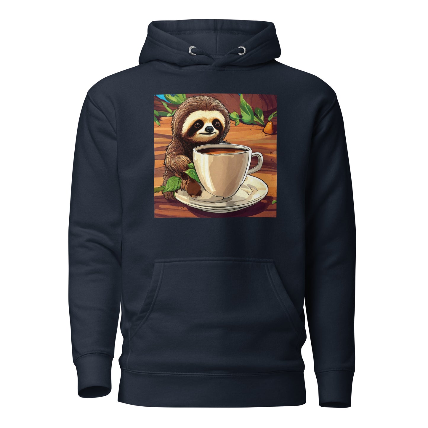 Slow Morning Men's Funny Sloth Hoodie Navy Blazer