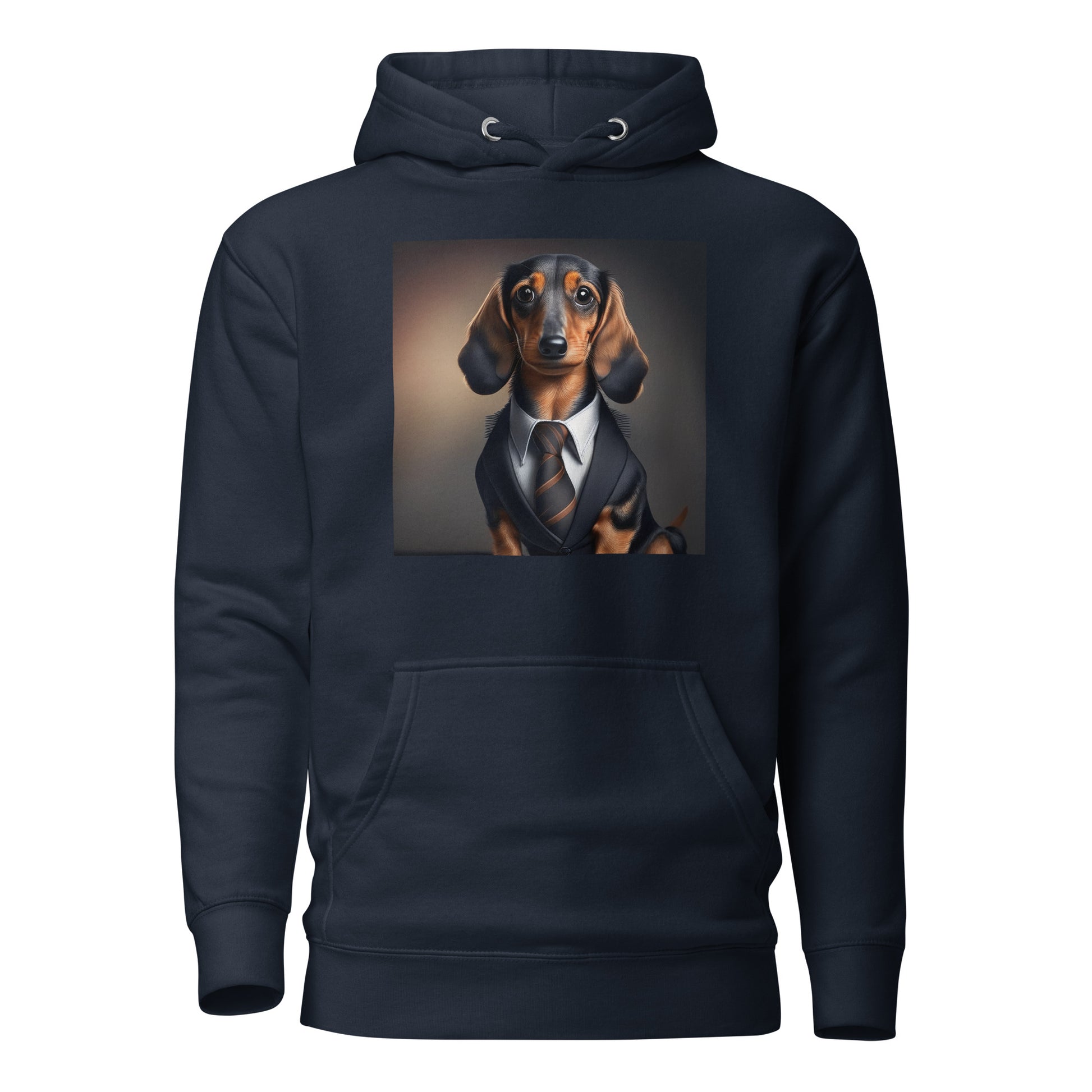 Dapper Dachshund Men's Dog Lover Hoodie Navy Blazer